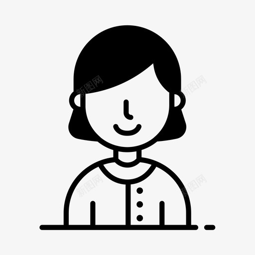 女士短发用户图标svg_新图网 https://ixintu.com face07 女士 用户 短发
