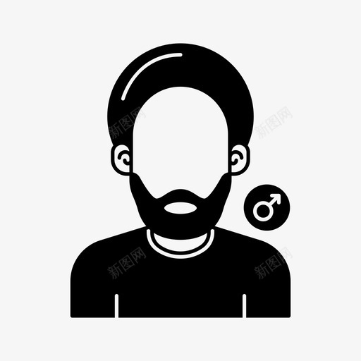 胡须男化身发型图标svg_新图网 https://ixintu.com 化身 化身男 发型 男 胡须男