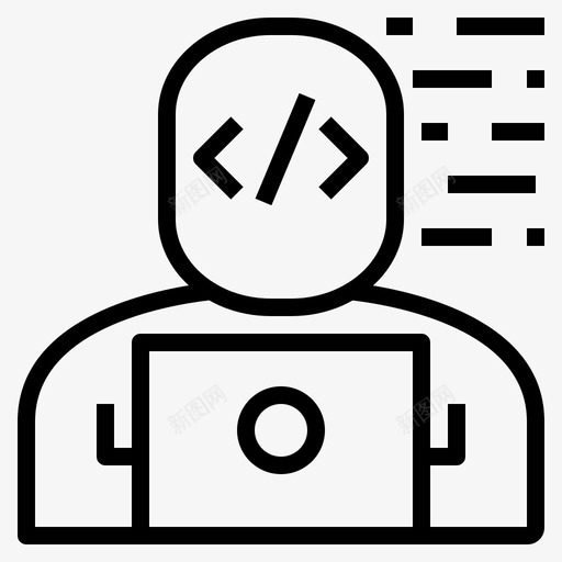 web开发者代码程序员图标svg_新图网 https://ixintu.com web开发 web开发者 代码 思考 程序员