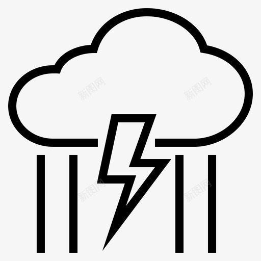 雷雨降雨下雨图标svg_新图网 https://ixintu.com 下雨 天气 降雨 雷雨