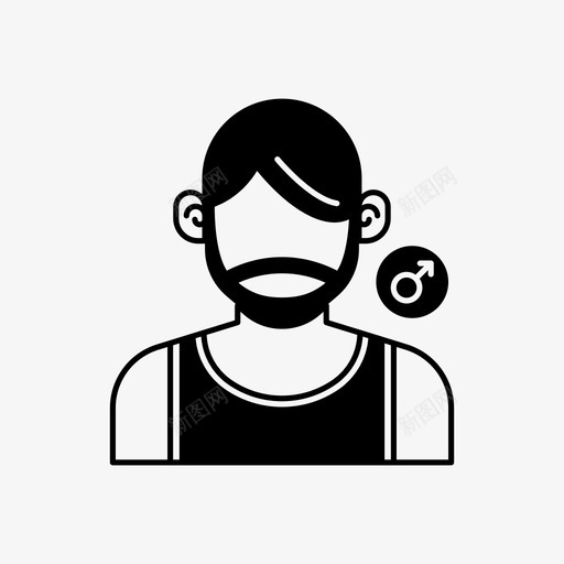 鬓角男头像男图标svg_新图网 https://ixintu.com 头像 头像男 用户 男 鬓角男