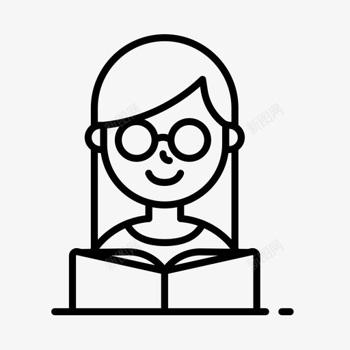 女人书虫玻璃图标svg_新图网 https://ixintu.com 书虫 女人 玻璃 脸07 长头发