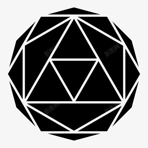 多面体三维几何图标svg_新图网 https://ixintu.com 三维 三角形 六边形 几何 多面体 数学