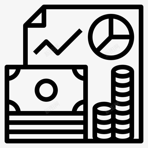 预算钞票图表图标svg_新图网 https://ixintu.com 图表 硬币 资金管理 钞票 钱 预算