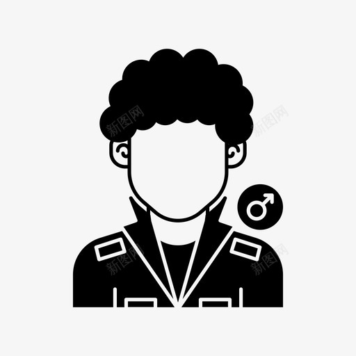 卷发男化身用户图标svg_新图网 https://ixintu.com 化身 卷发男 用户