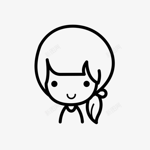 脸女孩马尾辫图标svg_新图网 https://ixintu.com 女孩 短发 脸 脸05 马尾辫