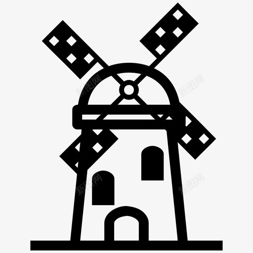风车荷兰能源图标svg_新图网 https://ixintu.com 力量 能源 荷兰 风车