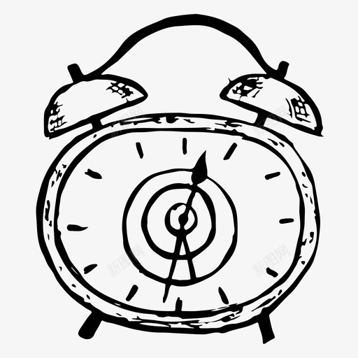 闹钟草图时间图标svg_新图网 https://ixintu.com 时间 草图 草图图标 闹钟