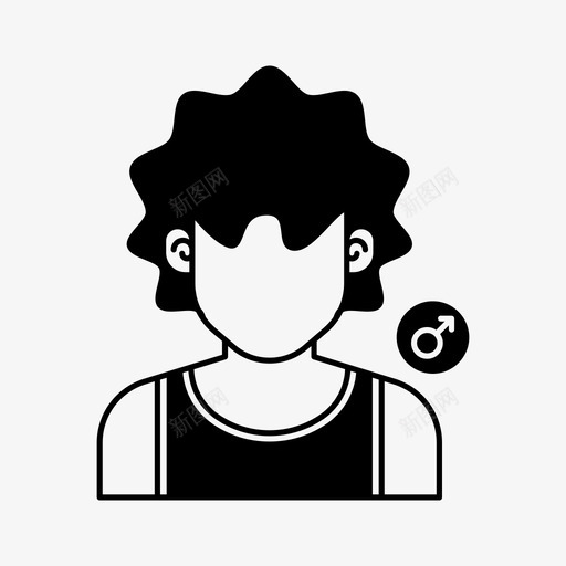 卷发男化身用户图标svg_新图网 https://ixintu.com 化身 卷发男 用户