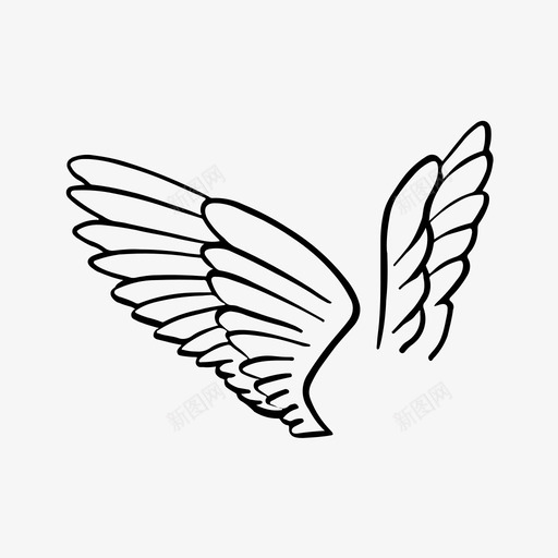 翅膀鸟羽毛图标svg_新图网 https://ixintu.com 手绘素描 浮 羽毛 翅膀 通畅 飞 鸟