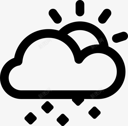 雪云多云图标svg_新图网 https://ixintu.com 云 多云 天气状况 天空 太阳 雨夹雪 雪