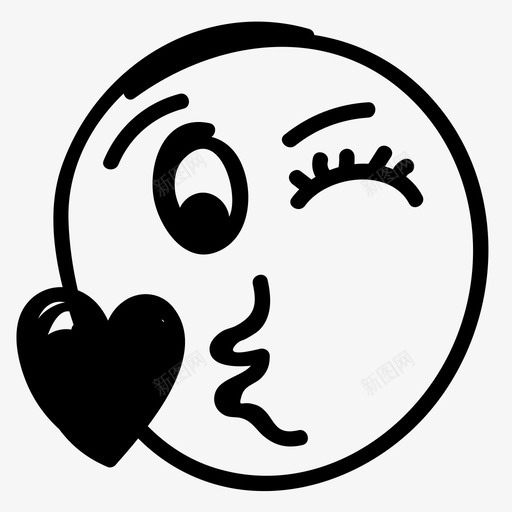 吹脸吻手绘吻脸图标svg_新图网 https://ixintu.com 吹脸吻 吻脸 手绘 手绘表情 甜蜜