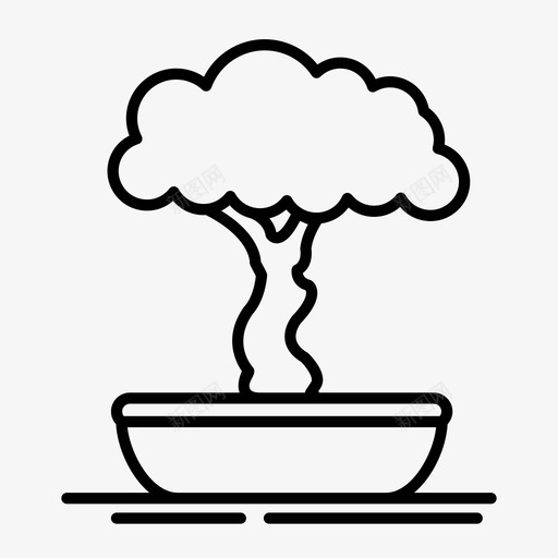 盆景树花园日本图标svg_新图网 https://ixintu.com 日本 杂线图标 植物 盆景树 花园