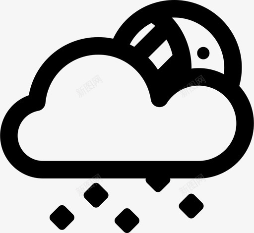雪云多云图标svg_新图网 https://ixintu.com 云 云月 多云 天气状况 天空 月亮 雨夹雪 雪