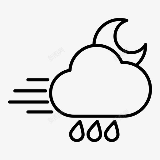 雨夜云彩多云图标svg_新图网 https://ixintu.com 云彩 多云 多云的夜晚 天气 雨夜