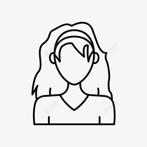 带发带的女孩化身女性图标svg_新图网 https://ixintu.com 个人资料 化身 化身女性 女性 带发带的女孩