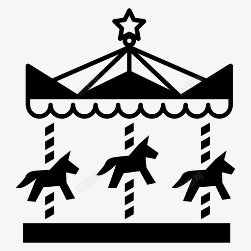 旋转木马马游乐场图标svg_新图网 https://ixintu.com 旋转木马 游乐场 马