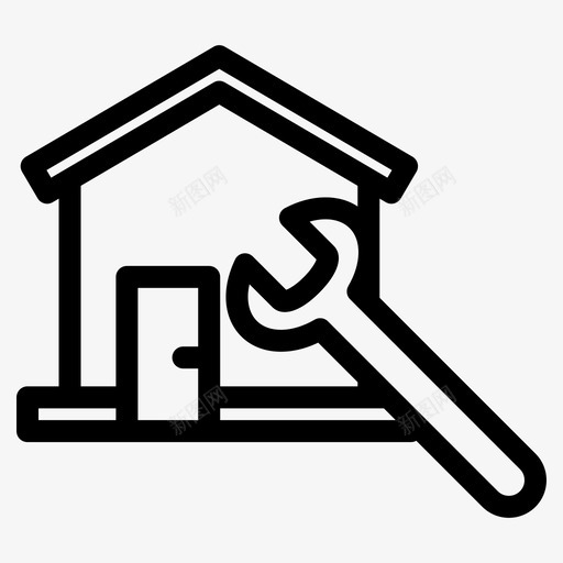 房屋维修改善维修图标svg_新图网 https://ixintu.com 房地产线状图标 房屋维修 改善 维修 翻新