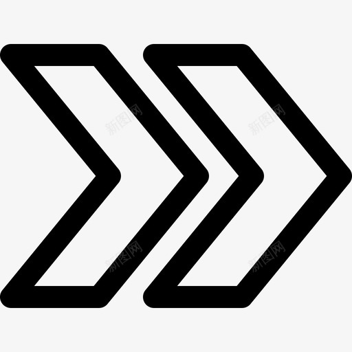 双V形箭头方向前进图标svg_新图网 https://ixintu.com 下一个 前进 双V形箭头 方向 箭头线图标