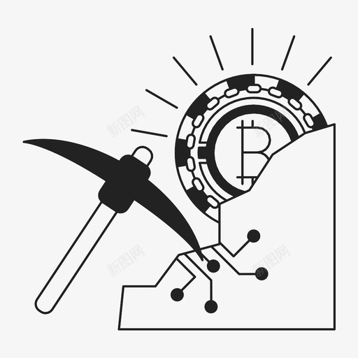 采矿比特币加密货币图标svg_新图网 https://ixintu.com 加密货币 工具 数字货币 比特币 采矿