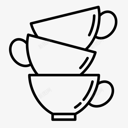 茶杯陶器一叠盘子图标svg_新图网 https://ixintu.com 一叠盘子 厨房工具 器皿 茶杯 陶器 餐具