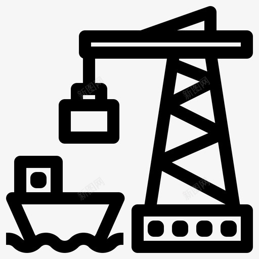 港口起重机货船图标svg_新图网 https://ixintu.com 港口 物流 船舶 货船 起重机