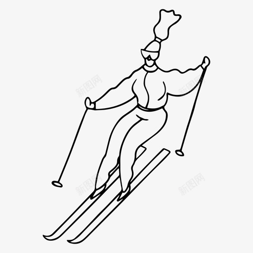 女子滑雪涂鸦女孩图标svg_新图网 https://ixintu.com 冬季 女子滑雪 女孩 涂鸦 运动