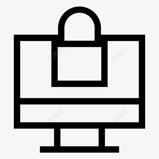 锁计算机显示器图标svg_新图网 https://ixintu.com 显示器 计算机 锁