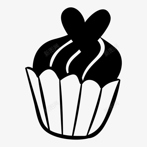 纸杯蛋糕食物心图标svg_新图网 https://ixintu.com 心 爱 纸杯蛋糕 食物