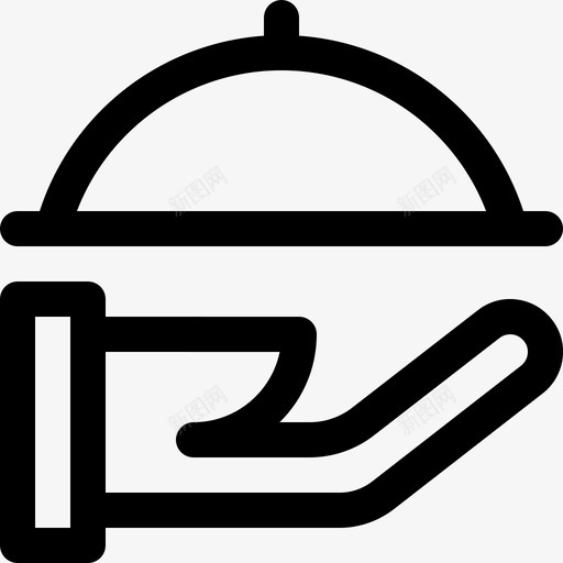准备好了cloche手图标svg_新图网 https://ixintu.com cloche 准备好了 手 服务 食物线图标