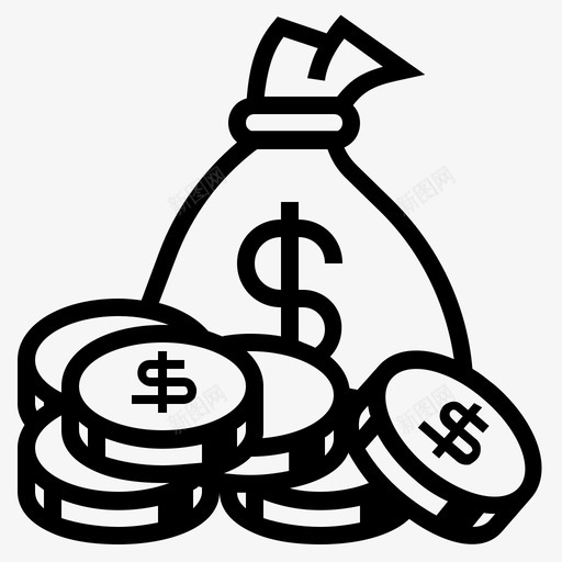 金袋子钱袋子有钱人图标svg_新图网 https://ixintu.com 有钱人 金袋子 钱袋子