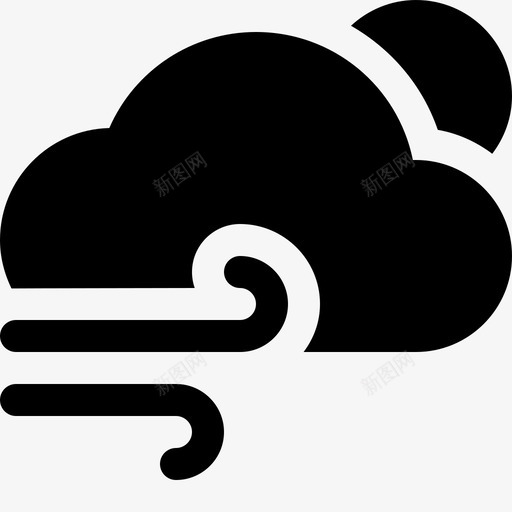 多云的风吹太阳图标svg_新图网 https://ixintu.com 吹 多云的风 天气固体图标 太阳 风