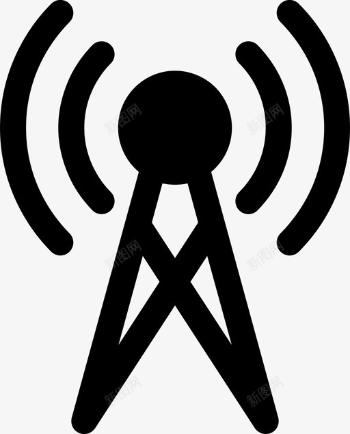 信号塔广播通信图标svg_新图网 https://ixintu.com 信号塔 广播 无线通信塔 网络 通信