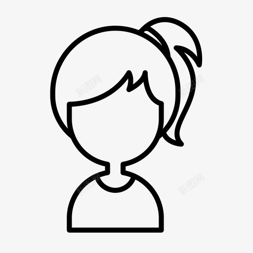 女孩发型长发图标svg_新图网 https://ixintu.com 发型 女孩 脸08 长发 马尾辫
