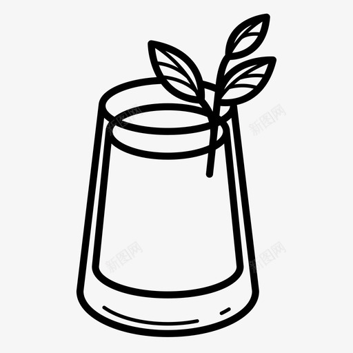 鸡尾酒玻璃杯薄荷图标svg_新图网 https://ixintu.com 玻璃杯 薄荷 饮料套装2 鸡尾酒