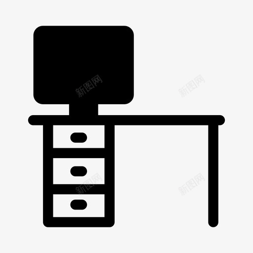 工作台办公字形图标svg_新图网 https://ixintu.com 办公字形 工作台