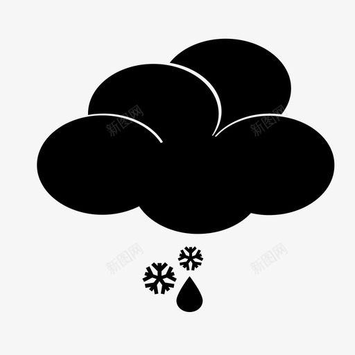 雨夹雪云多云天气图标svg_新图网 https://ixintu.com 云 多云天气 雨夹雪