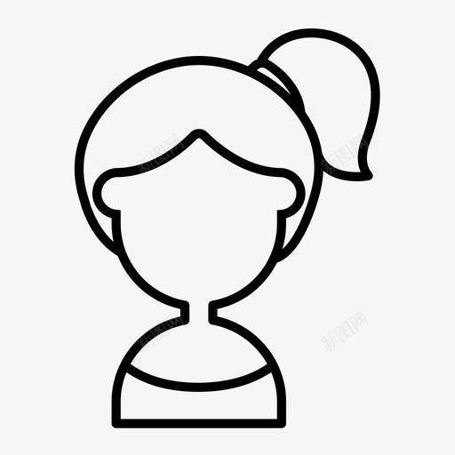 女孩发型马尾辫图标svg_新图网 https://ixintu.com 发型 女孩 短发 脸08 马尾辫