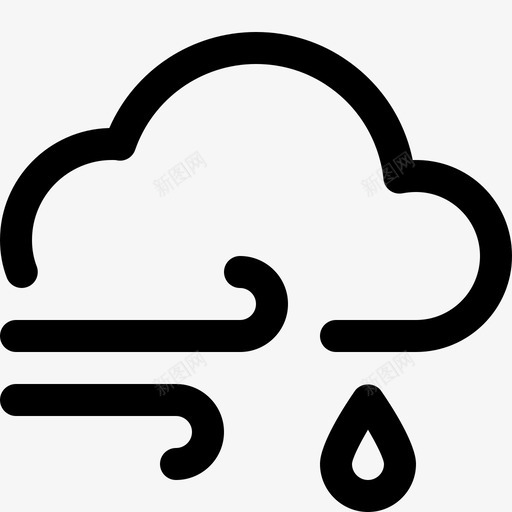 刮风下雨大风微风图标svg_新图网 https://ixintu.com 刮风下雨 多云 大风 天气线图标 微风 阵雨