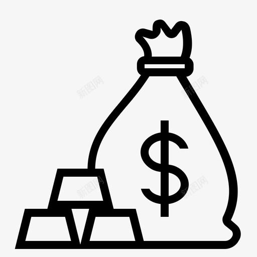 财富金袋子钱袋图标svg_新图网 https://ixintu.com 利润 财富 金袋子 钱袋
