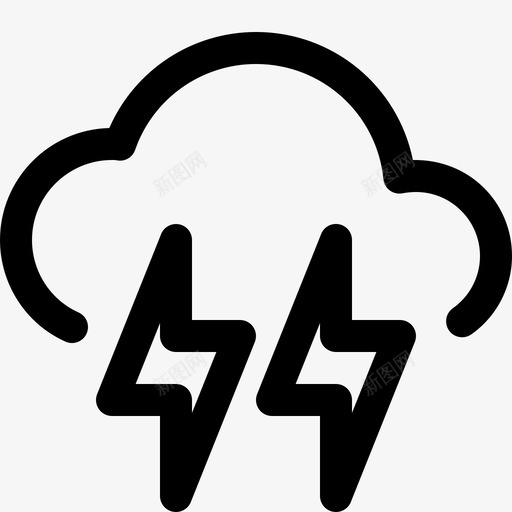 雷暴云预报图标svg_新图网 https://ixintu.com 云 天气线图标 暴风雨 闪电 雷暴 雷电 预报