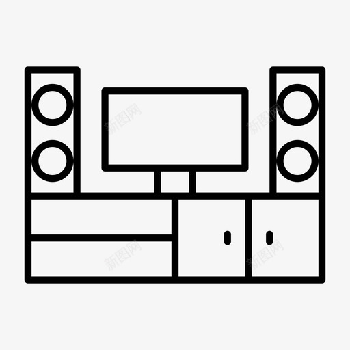 家庭影院娱乐家具图标svg_新图网 https://ixintu.com 娱乐 家具 家庭影院 科技薄 音箱