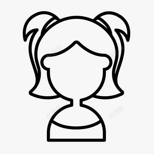 女孩发型马尾辫图标svg_新图网 https://ixintu.com 发型 女孩 脸08 马尾辫