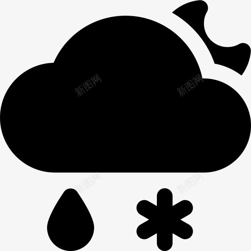 雨夹雪夜云水滴图标svg_新图网 https://ixintu.com 云 冰粒 天气固体图标 月亮 水滴 雨夹雪夜