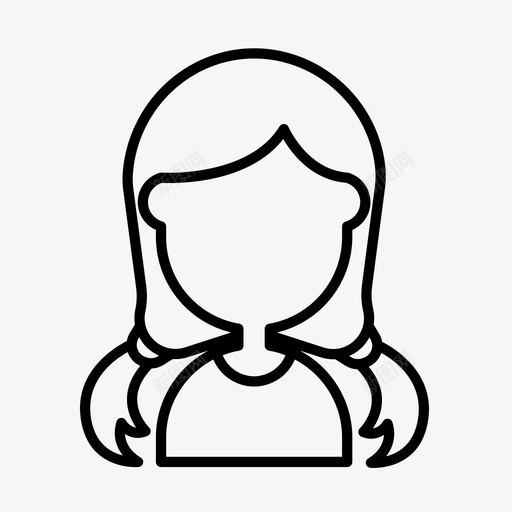 女孩发型长发图标svg_新图网 https://ixintu.com 发型 女孩 脸08 长发 马尾辫