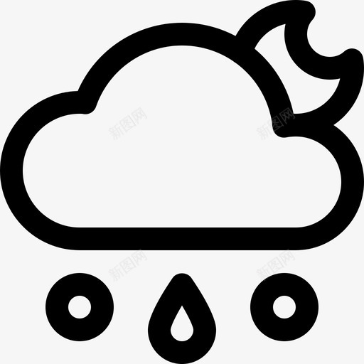 冰冻的雨夜多云寒冷图标svg_新图网 https://ixintu.com 云月 冰冻的雨夜 多云 天气线图标 寒冷 月亮