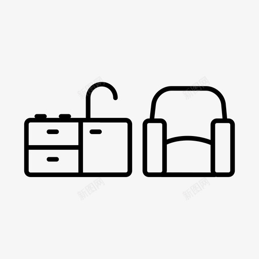 开放式生活区椅子厨房图标svg_新图网 https://ixintu.com 厨房 工作室 开放式生活区 椅子 沙发