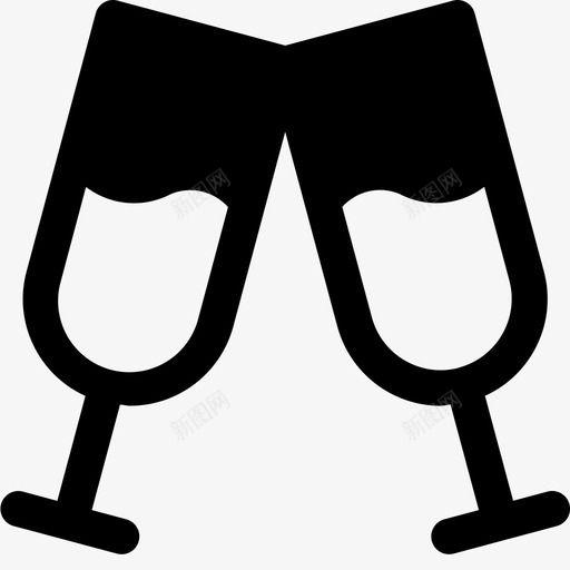 香槟酒杯庆祝干杯图标svg_新图网 https://ixintu.com 圣诞实心图标 干杯 庆祝 祝酒 葡萄酒 香槟酒杯