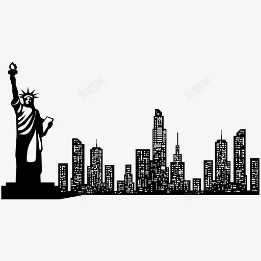 纽约城市纽约市图标svg_新图网 https://ixintu.com 城市 纽约 纽约市 镇