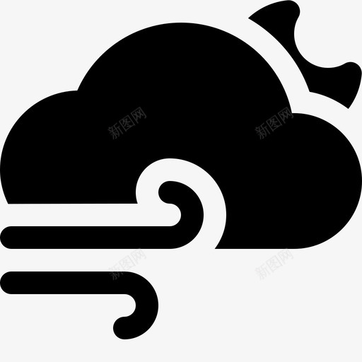 多云风夜微风阵风图标svg_新图网 https://ixintu.com 多云风夜 天气固体图标 微风 月亮 湍流 阵风